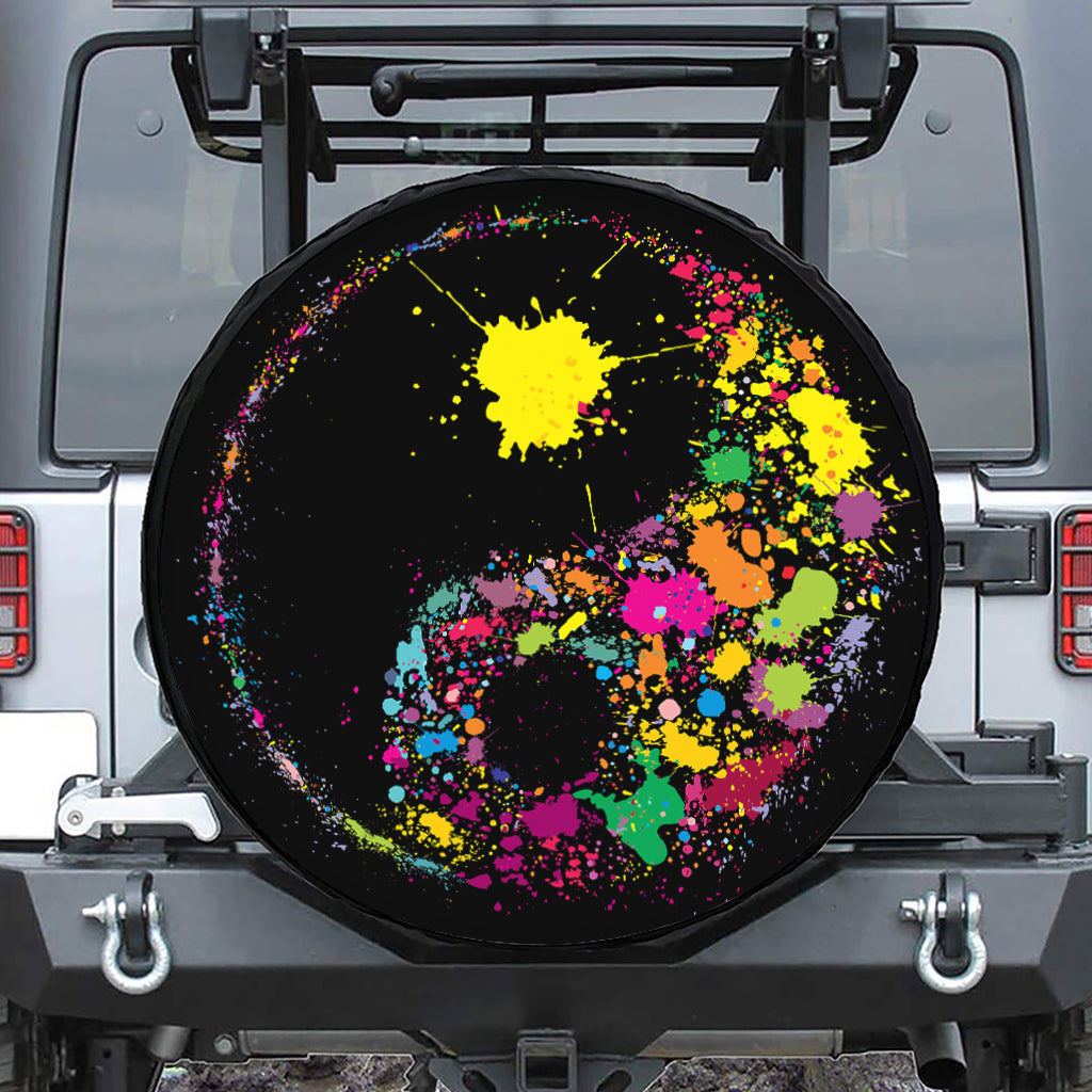 Colorful Splash Yin Yang Print Tire Cover