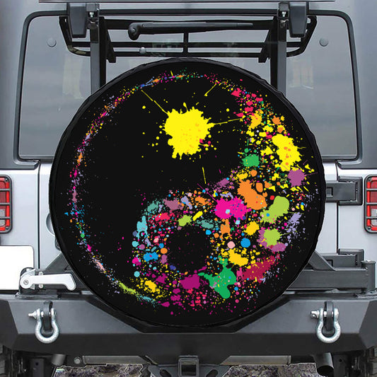 Colorful Splash Yin Yang Print Tire Cover