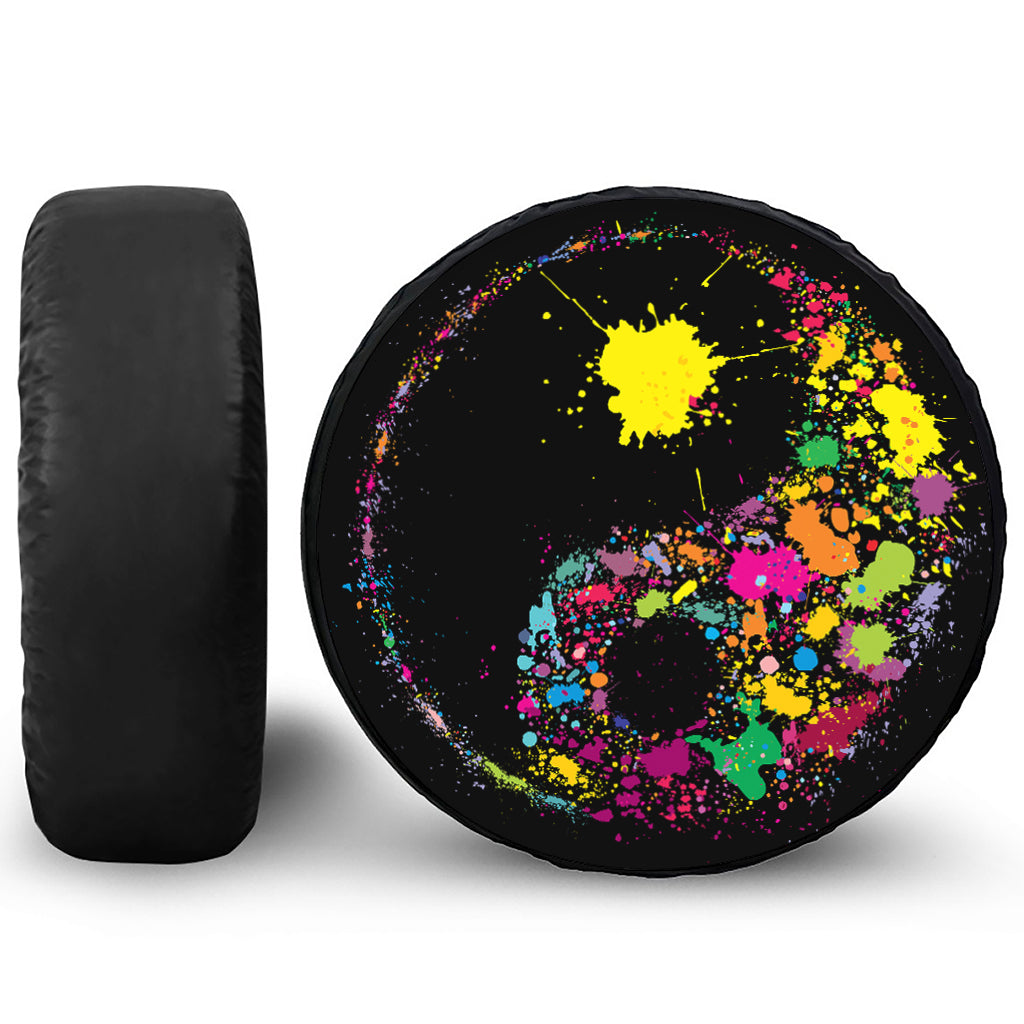 Colorful Splash Yin Yang Print Tire Cover