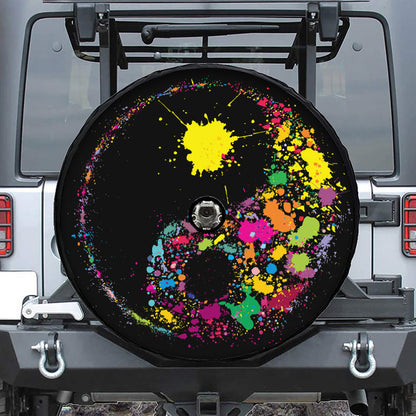 Colorful Splash Yin Yang Print Tire Cover With Camera Hole