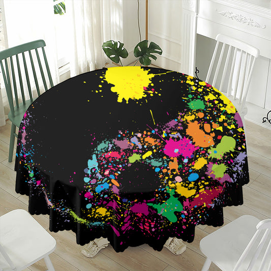 Colorful Splash Yin Yang Print Waterproof Round Tablecloth