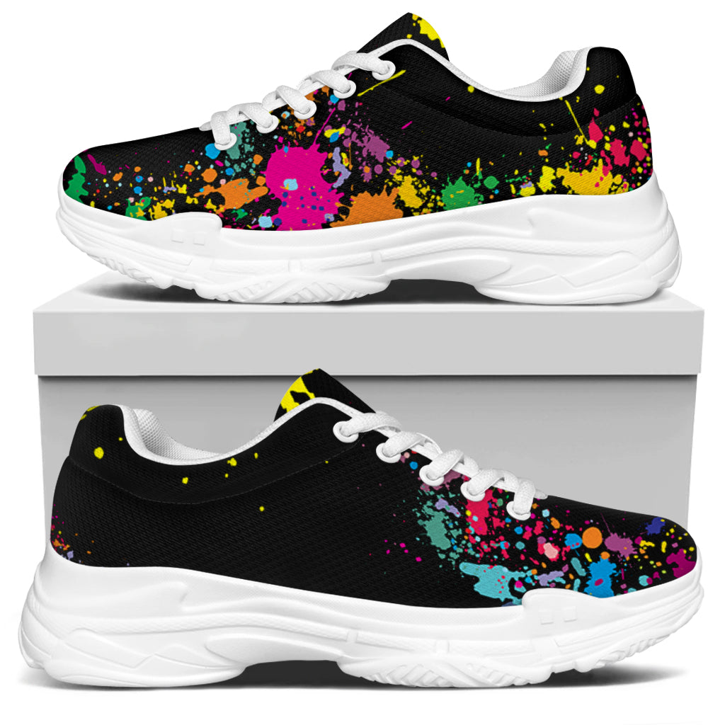 Colorful Splash Yin Yang Print White Chunky Shoes