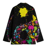 Colorful Splash Yin Yang Print Women's Blazer