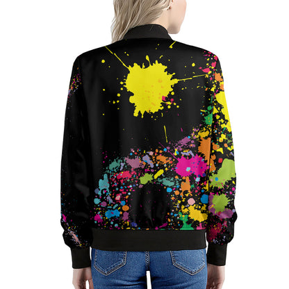 Colorful Splash Yin Yang Print Women's Bomber Jacket