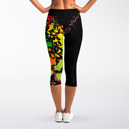 Colorful Splash Yin Yang Print Women's Capri Leggings
