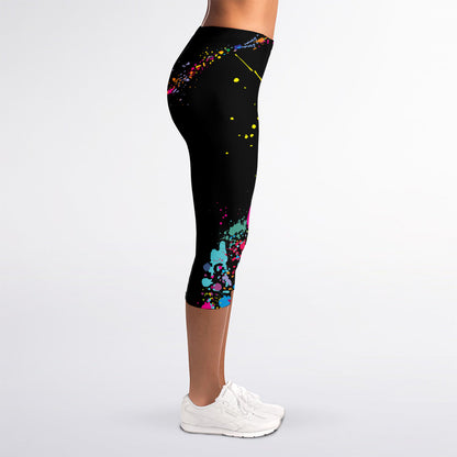 Colorful Splash Yin Yang Print Women's Capri Leggings