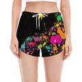 Colorful Splash Yin Yang Print Women's Split Running Shorts