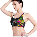 Colorful Splash Yin Yang Print Women's Sports Bra