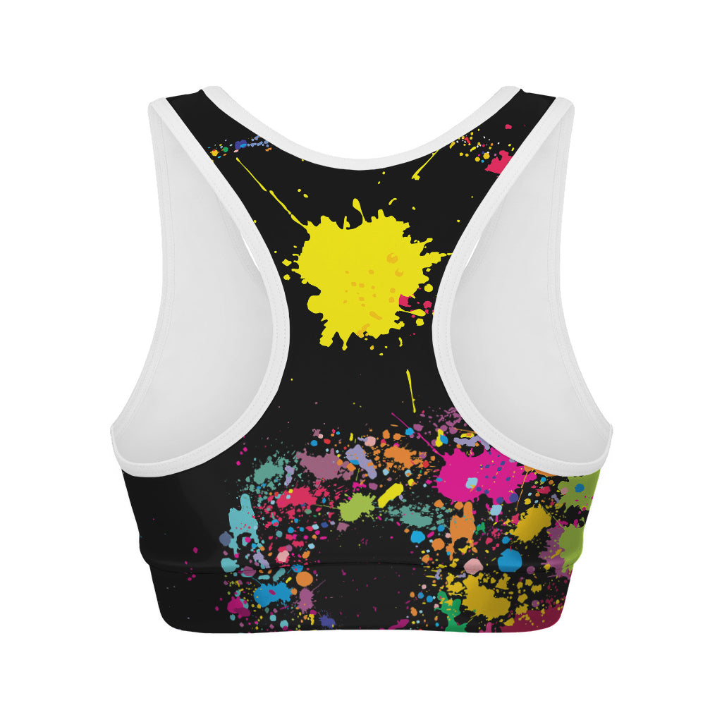 Colorful Splash Yin Yang Print Women's Sports Bra