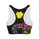 Colorful Splash Yin Yang Print Women's Sports Bra