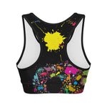 Colorful Splash Yin Yang Print Women's Sports Bra