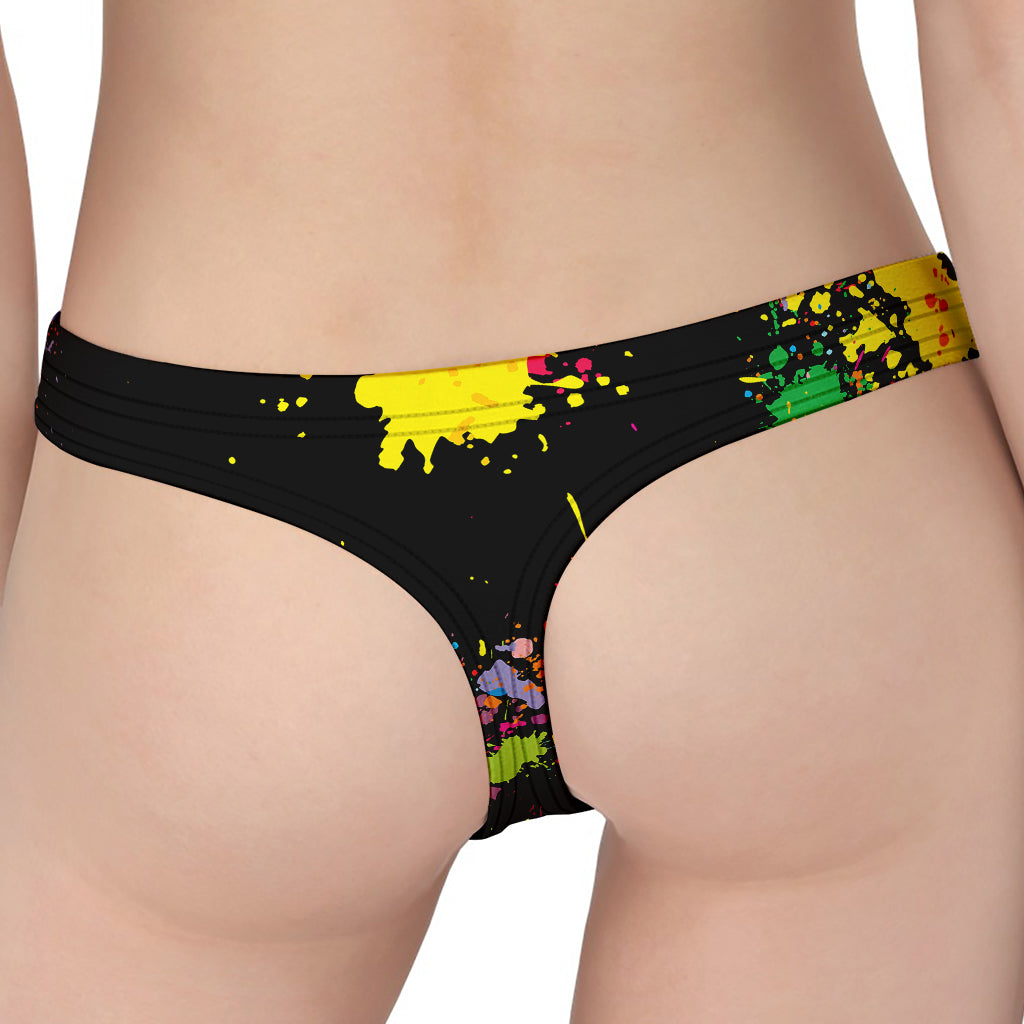 Colorful Splash Yin Yang Print Women's Thong