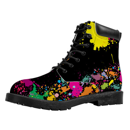 Colorful Splash Yin Yang Print Work Boots