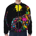 Colorful Splash Yin Yang Print Zip Sleeve Bomber Jacket