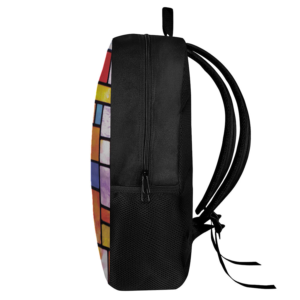 Colorful Stained Glass Mosaic Print 17 Inch Backpack