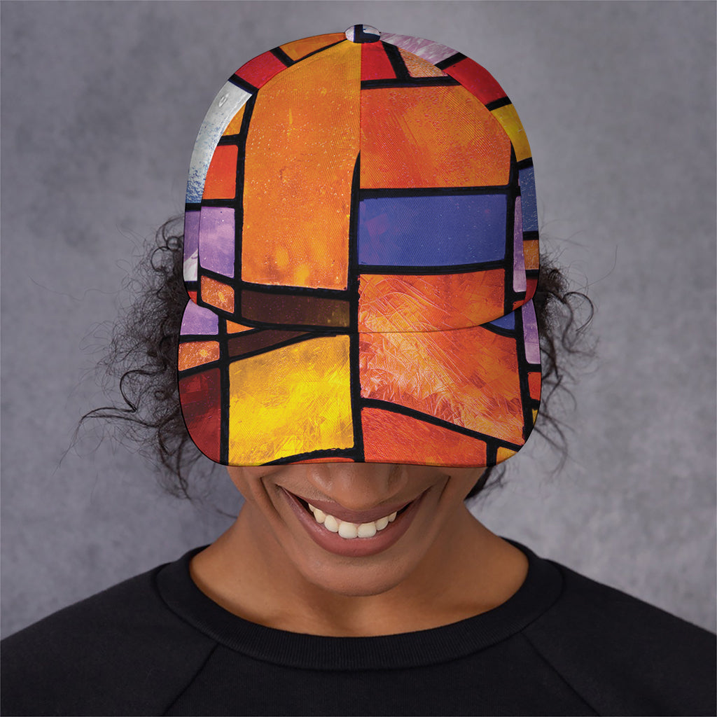 Colorful Stained Glass Mosaic Print Baseball Cap