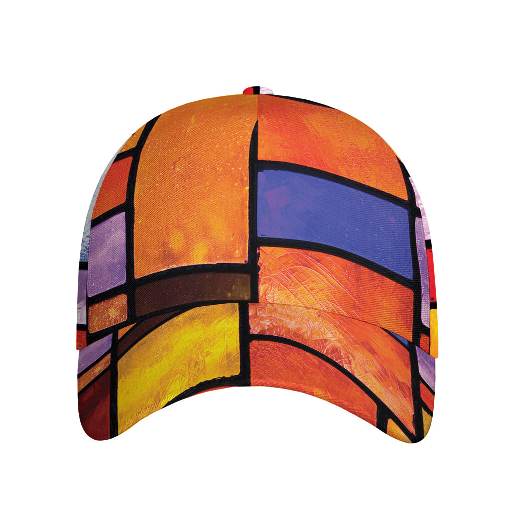 Colorful Stained Glass Mosaic Print Baseball Cap