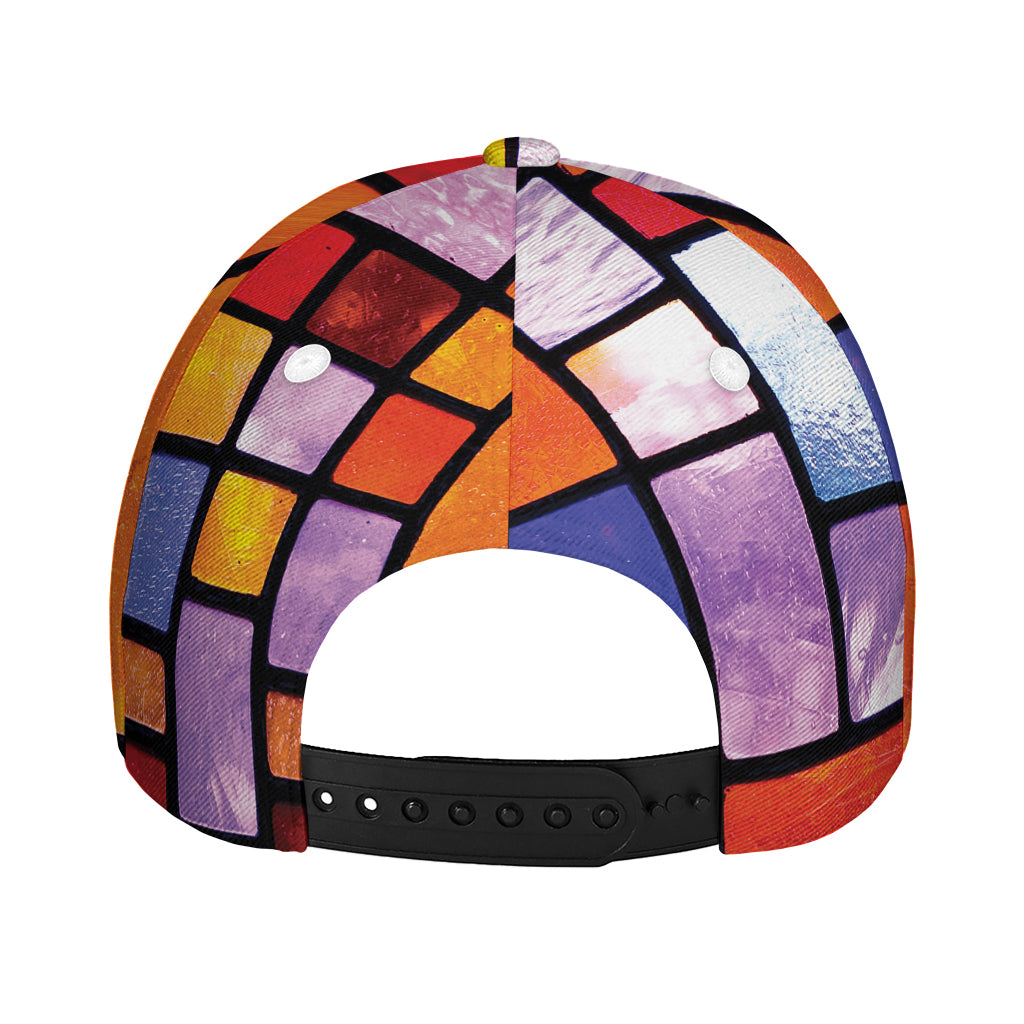 Colorful Stained Glass Mosaic Print Baseball Cap
