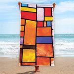 Colorful Stained Glass Mosaic Print Beach Towel