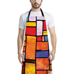 Colorful Stained Glass Mosaic Print Bib Apron With Pocket