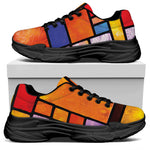 Colorful Stained Glass Mosaic Print Black Chunky Shoes