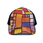 Colorful Stained Glass Mosaic Print Black Mesh Trucker Cap