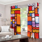 Colorful Stained Glass Mosaic Print Blackout Grommet Curtains