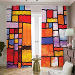 Colorful Stained Glass Mosaic Print Blackout Pencil Pleat Curtains