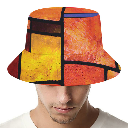 Colorful Stained Glass Mosaic Print Bucket Hat