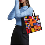 Colorful Stained Glass Mosaic Print Canvas Tote Bag