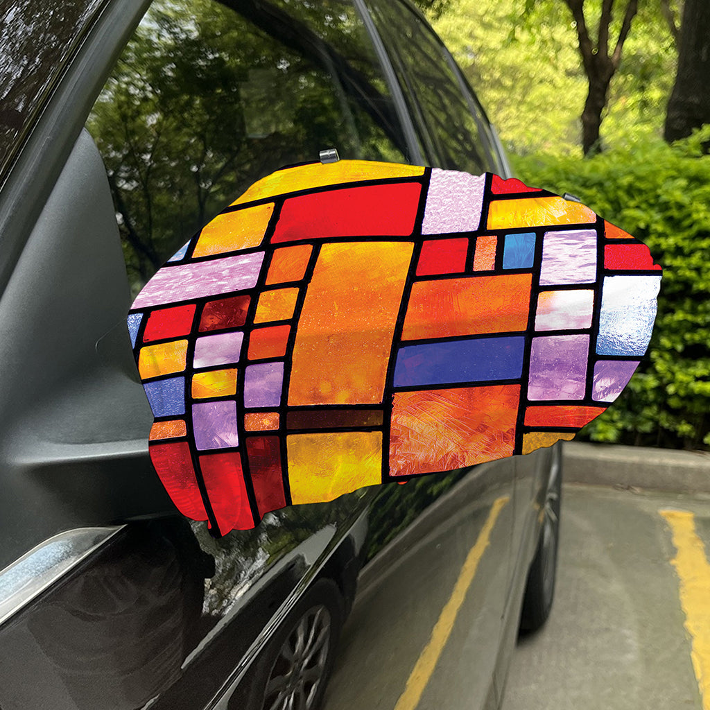 Colorful Stained Glass Mosaic Print Car Side Mirror Covers