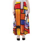 Colorful Stained Glass Mosaic Print Chiffon Maxi Skirt