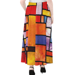 Colorful Stained Glass Mosaic Print Chiffon Maxi Skirt