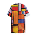 Colorful Stained Glass Mosaic Print Cotton Hawaiian Shirt