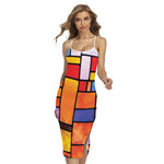 Colorful Stained Glass Mosaic Print Cross Back Cami Dress