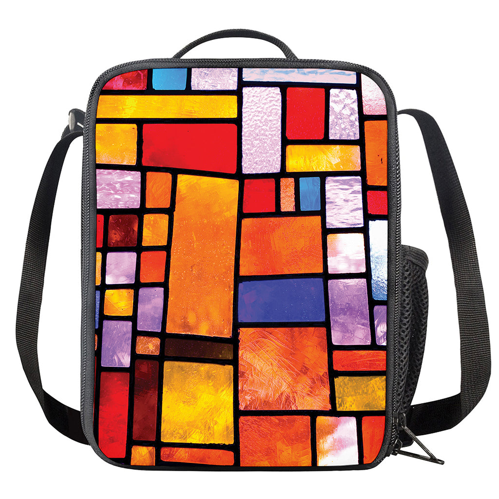 Colorful Stained Glass Mosaic Print Crossbody Lunch Bag