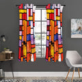 Colorful Stained Glass Mosaic Print Grommet Curtain Panels