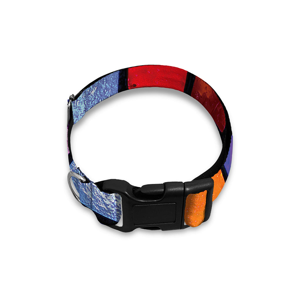 Colorful Stained Glass Mosaic Print Dog Collar