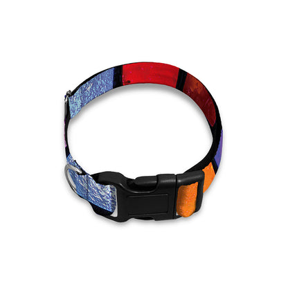 Colorful Stained Glass Mosaic Print Dog Collar