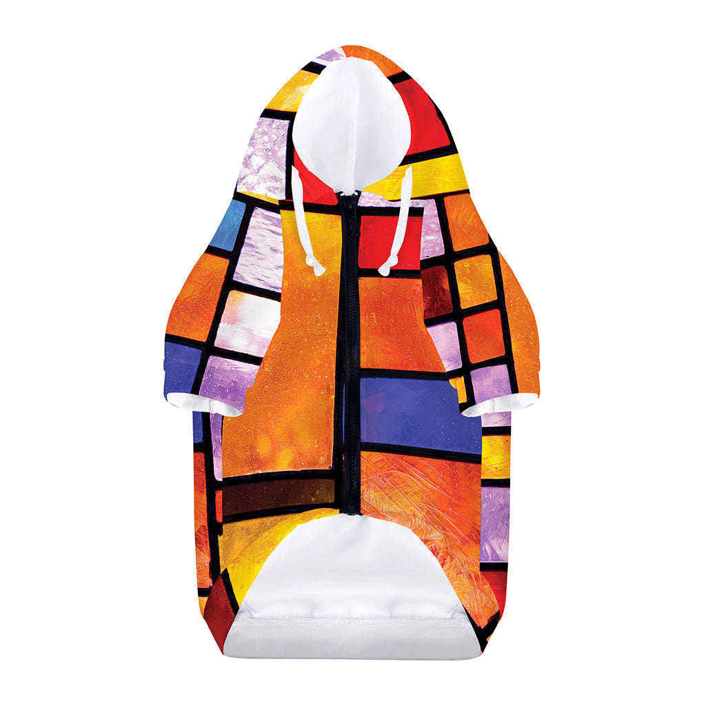 Colorful Stained Glass Mosaic Print Dog Zip Up Hoodie
