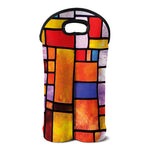 Colorful Stained Glass Mosaic Print Double Neoprene Wine Tote