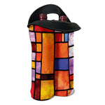 Colorful Stained Glass Mosaic Print Double Neoprene Wine Tote
