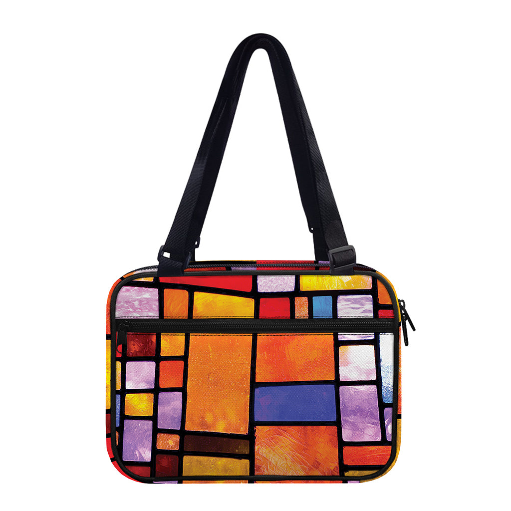 Colorful Stained Glass Mosaic Print Double Strap Bible Bag