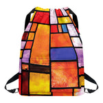Colorful Stained Glass Mosaic Print Drawstring Backpack
