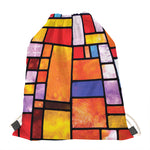 Colorful Stained Glass Mosaic Print Drawstring Bag
