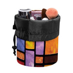 Colorful Stained Glass Mosaic Print Drawstring Makeup Bag