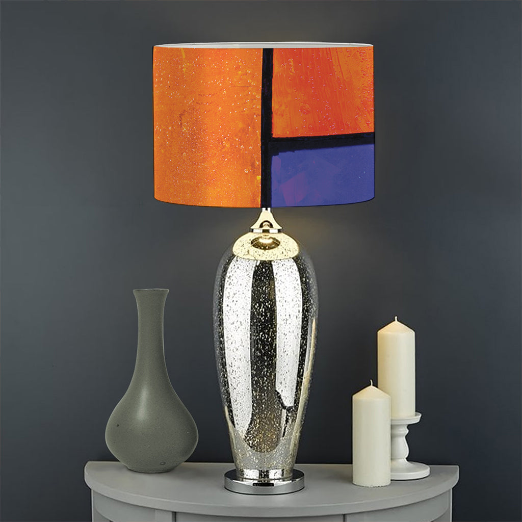 Colorful Stained Glass Mosaic Print Drum Lamp Shade