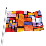 Colorful Stained Glass Mosaic Print Flag