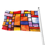 Colorful Stained Glass Mosaic Print Flag