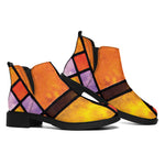 Colorful Stained Glass Mosaic Print Flat Ankle Boots